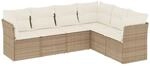 vidaXL 6-Tlg Garten-Sofagarnitur mit Kissen Beige Poly Rattan 3249517