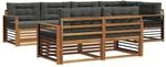vidaXL Outdoor-Sofagarnitur mit Kissen 7-Tlg Natur und Anthrazit 3373632