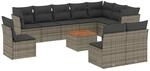 vidaXL 11-tlg Garten-Sofagarnitur mit Kissen Grau Poly Rattan Modell 43