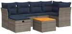 vidaXL 7-Tlg Garten-Sofagarnitur mit Kissen Grau Poly Rattan 3325764