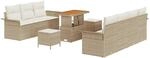 vidaXL Garten-Sofa-Set mit Kissen mit Speicher 10-Tlg Beige und Creme 3364051