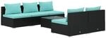 vidaXL 6-Tlg Garten-Lounge-Set mit Kissen Poly Rattan Schwarz 3101449