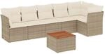 vidaXL 7-Tlg Garten-Sofagarnitur mit Kissen Beige Poly Rattan 3255981