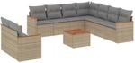 vidaXL 10-Tlg Garten-Sofagarnitur mit Kissen Beige Poly Rattan 3258510