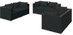 vidaXL 6-tlg Garten-Lounge-Set mit Kissen Poly Rattan Schwarz Modell 58