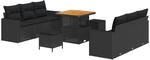 vidaXL Garten-Sofa-Set mit Kissen mit Speicher 9-Tlg Schwarz 3363514