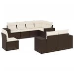 vidaXL 8-Tlg Garten-Sofagarnitur mit Kissen Braun Poly Rattan 3255180