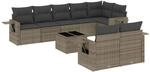 vidaXL 9-Tlg Garten-Sofagarnitur mit Kissen Grau Poly Rattan 3220429