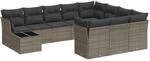 vidaXL 11-tlg Garten-Sofagarnitur mit Kissen Grau Poly Rattan Modell 36