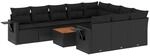 vidaXL 11-Tlg Garten-Sofagarnitur mit Kissen Schwarz Poly Rattan 3224739