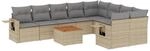 vidaXL 10-Tlg Garten-Sofagarnitur mit Kissen Beige Poly Rattan 3224722