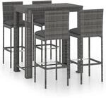 vidaXL 5-tlg Gartenbar-Set mit Kissen Poly Rattan Grau Modell 6