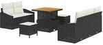vidaXL Garten-Sofa-Set mit Kissen 8-Tlg Schwarz Poly Rattan 3362595