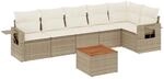 vidaXL 7-Tlg Garten-Sofagarnitur mit Kissen Beige Poly Rattan 3256905