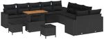vidaXL Garten-Sofa-Set 13-Tlg Schwarz Poly Rattan 3361674