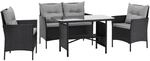 Svita Dallas Rattan-Lounge Sitzgruppe Outdoor Essgruppe Gartenm&ouml;bel-Set Schwarz