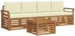 vidaXL Sofagarnituren 5 Tlg Natur und Creme Massivholz Akazie 3374330