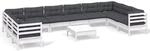 vidaXL 11-Tlg Garten-Lounge-Set mit Kissen Wei&szlig; Kiefernholz 3097338