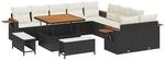 vidaXL Gartensofa-set mit Kissen 13-Tlg Schwarz und Creme 3363225