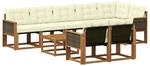 vidaXL Outdoor-Sofagarnitur mit Kissen 9 Stk Natur und Creme 3382042