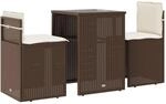 vidaXL 3-tlg Bistro-Set mit Kissen Braun Poly Rattan Modell 9