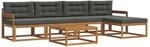 vidaXL Outdoor-Sofagarnitur mit Kissen 6-Tlg Natur und Anthrazit 3367465