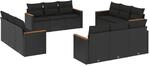 vidaXL 12-Tlg Garten-Sofagarnitur mit Kissen Schwarz Poly Rattan 3258233