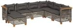 vidaXL 7-tlg Garten-Sofagarnitur mit Kissen Grau Poly Rattan Modell 196