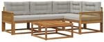 vidaXL Outdoor-Sofagarnitur mit Kissen 5 Stk Natur und Hellgrau 3382549