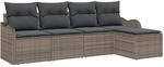 vidaXL Garten-Sofa-Set mit Kissen mit Speicher 5-Tlg Grau Poly Rattan 3354328