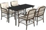 vidaXL 5-Tlg Garten-Essgruppe mit Kissen Braun Poly Rattan 3212119