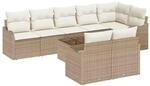 vidaXL Garten-Sofa-Set mit Kissen 9-Tlg Beige Wei&szlig; Poly Rattan 3354430
