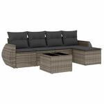 vidaXL 6-Tlg Garten-Sofagarnitur mit Kissen Grau Poly Rattan 3221299