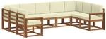 vidaXL Outdoor-Sofagarnitur mit Kissen 9-Tlg Natur und Creme 3366988