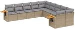 vidaXL 10-Tlg Garten-Sofagarnitur mit Kissen Beige Poly Rattan 3259595
