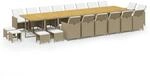vidaXL 21-Tlg Garten-Essgruppe mit Kissen Poly Rattan Beige 3095691