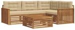 vidaXL Outdoor-Sofagarnitur mit Kissen 5-Tlg Natur und Beige 3373418