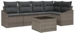 vidaXL Sofa Set mit Kissen mit Speicher 6-Tlg Hellgrau Poly-Rattan 3355398