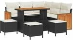 vidaXL Gartensofa-Set mit Kissen 9 Stk Schwarz und Creme Poly-Rattan 3365260