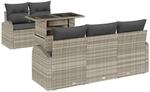 vidaXL Garten-Sofa-Set mit Kissen 6-Tlg Hellgrau Poly Rattan 3348558