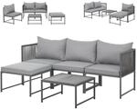 Svita Detroit Polyrattan Gartenlounge Modular Ecksofa Tisch Inklusive Kissen Grau