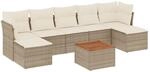vidaXL 8-Tlg Garten-Sofagarnitur mit Kissen Beige Poly Rattan 3223776