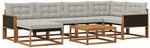 vidaXL Outdoor-Sofagarnitur mit Kissen 7 Stk Natur und Hellgrau 3381543