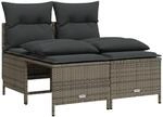 vidaXL 4-Tlg Garten-Sofagarnitur mit Kissen Grau Poly Rattan 368373