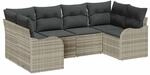vidaXL Garten-Sofa-Set mit Kissen 6-Tlg Hellgrau Poly Rattan 3345842