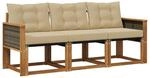 vidaXL Outdoor-Sofagarnitur mit Kissen 3 Stk Natur und Beige 3381741