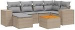 vidaXL 7-Tlg Garten-Sofagarnitur mit Kissen Beige Poly Rattan 3257879