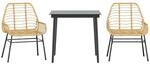 vidaXL 3-Teiliges Garten-Esszimmer-Set Braun Poly Rattan Glas 3334443