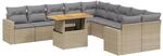 vidaXL 11-tlg Garten-Sofagarnitur mit Kissen Beige Poly Rattan Modell 193
