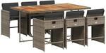 vidaXL 7-tlg Garten-Essgruppe mit Kissen Grau Poly Rattan Modell 104